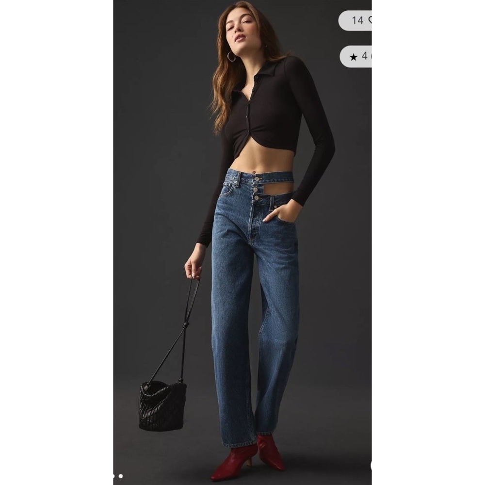 AGOLDE Broken Waistband Jeans Women's 26 Medium Wash Wide Leg Denim